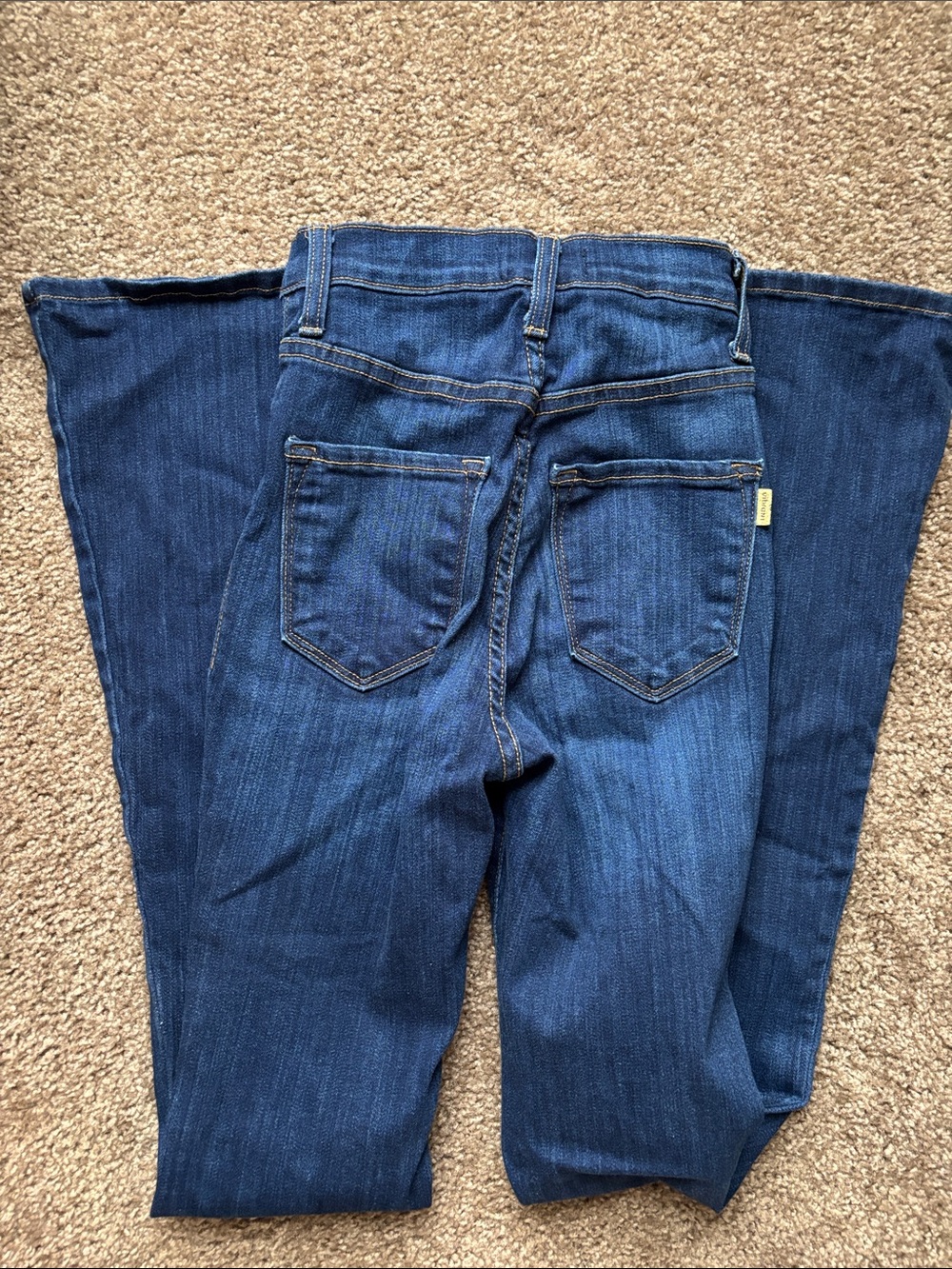 Vibrant Dark Blue High-Rise Button-Fly Flare Jeans - Picture 4 of 4